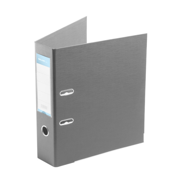 Папка–регистратор Deluxe с арочным механизмом, Office 3-GY27 (3" GREY), А4, 70 мм, серый