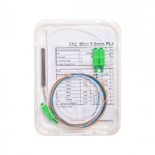 Сплиттер оптоволоконный PLC А-Оптик 1х2 SC/APC 1,5m SM