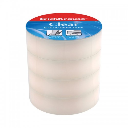 Пакет клейких лент ErichKrause® Clear, 18ммх33м (4 ленты)