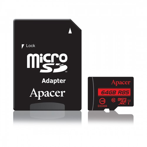 Карта памяти Apacer AP64GMCSX10U5-R 64GB + адаптер