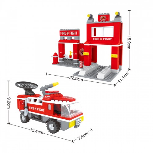 Игровой конструктор Keyixing 21602 ПОЖАРНАЯ БРИГАДА (309 деталей в наборе)