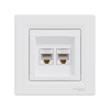 Розетка двойная компьютерная SE EPH4400121 Asfora RJ45 в сборе белый