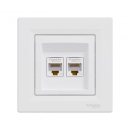 Розетка двойная компьютерная SE EPH4400121 Asfora RJ45 в сборе белый
