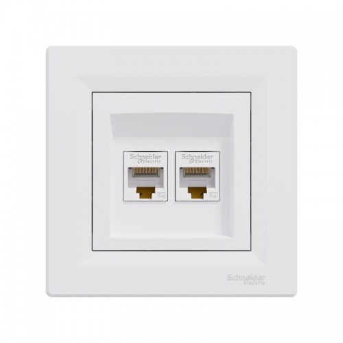 Розетка двойная компьютерная SE EPH4400121 Asfora RJ45 в сборе белый