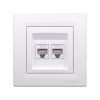 Розетка двойная компьютерная SE EPH4800121 Asfora RJ45 кат. 6 в сборе белый