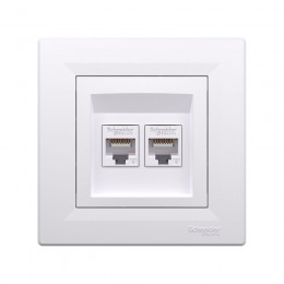 Розетка двойная компьютерная SE EPH4800121 Asfora RJ45 кат. 6 в сборе белый