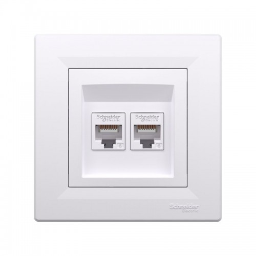 Розетка двойная компьютерная SE EPH4800121 Asfora RJ45 кат. 6 в сборе белый