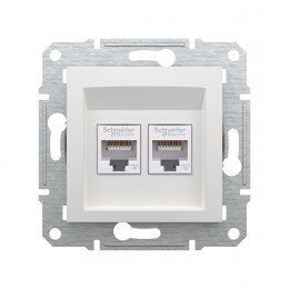 Розетка двойная компьютерная SE EPH4870121 Asfora RJ45 кат. 6 механизм белый