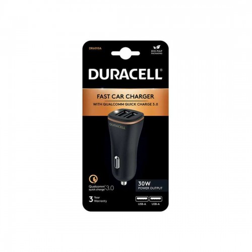 Автомобильное зарядное устройство Duracell DR6010A 30W QC 3.0 2хUSB-A Черный