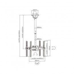 Кронштейн потолочный Brateck PLB-CE944-01SD для 2-х ТВ и мониторов, 32\