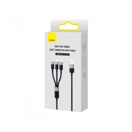 Интерфейсный кабель Baseus StarSpeed 1-for-3 USB to M+L+C 3.5A 1.2m Black (CAXS000001)