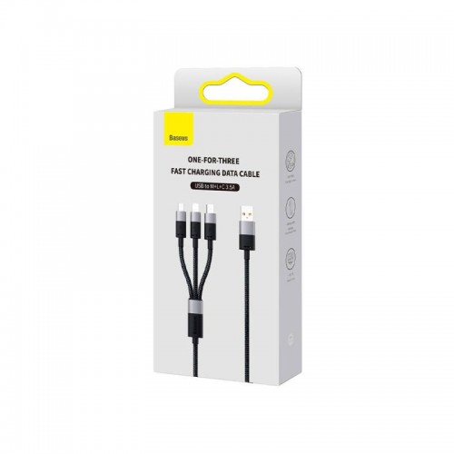 Интерфейсный кабель Baseus StarSpeed 1-for-3 USB to M+L+C 3.5A 1.2m Black (CAXS000001)