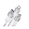 Интерфейсный кабель Baseus StarSpeed 1-for-3 USB to M+L+C 3.5A 1.2m White (CAXS000002)