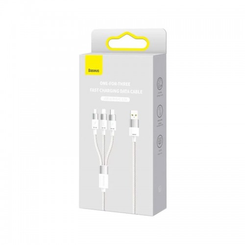 Интерфейсный кабель Baseus StarSpeed 1-for-3 USB to M+L+C 3.5A 1.2m White (CAXS000002)