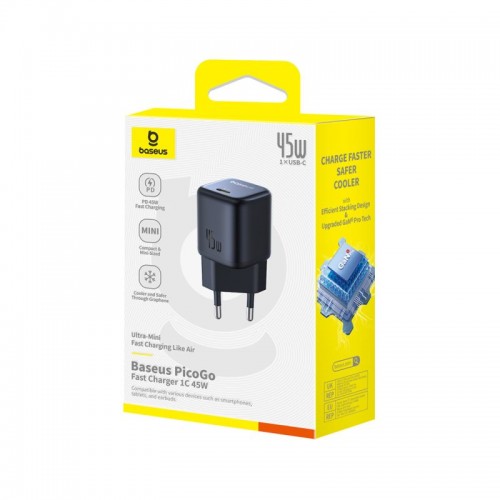 Адаптер питания Baseus PicoGo GaN 1C 45W Black (P10176800123-00)