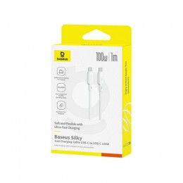 Интерфейсный кабель Baseus Silky Type-C to Type-C 100W 1m White(P10377704213-00)