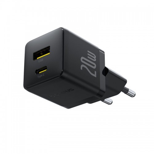 Адаптер питания Baseus Palm C+U 20W EU Black( в комлпекте кабель Type-c) (P10111608113-01)