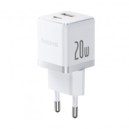 Адаптер питания Baseus Palm C+U 20W EU White ( в комлпекте кабель Type-c) (P10111608213-01)