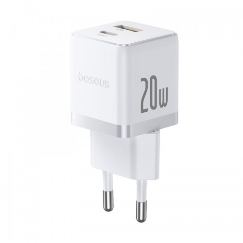 Адаптер питания Baseus Palm C+U 20W EU White ( в комлпекте кабель Type-c) (P10111608213-01)