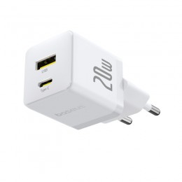 Адаптер питания Baseus Palm C+U 20W EU White ( в комлпекте кабель Type-c) (P10111608213-01)