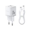 Адаптер питания Baseus Palm C+U 20W EU White ( в комлпекте кабель Type-c) (P10111608213-01)