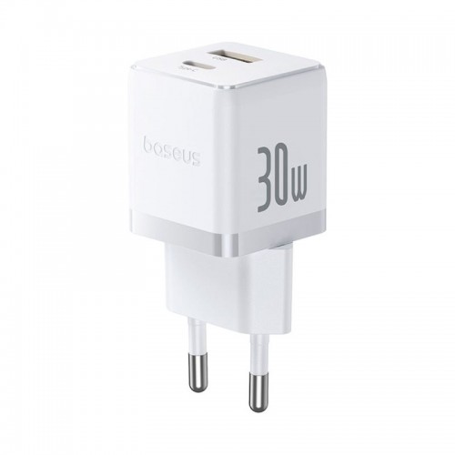 Адаптер питания Baseus Palm C+U 30W White( в комлпекте кабель Type-c) (P1011160A213-01)