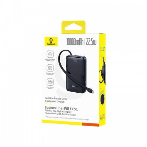 Портативный внешний аккумулятор Baseus EnerFill FC51 Bipow2 10000mAh 22.5W Black (E0027600)