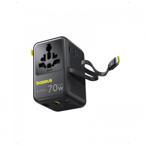 Адаптер питания Baseus EnerCore CG11 Universal Travel Adapter 70W 2AC+2U+2C Cosmic Black