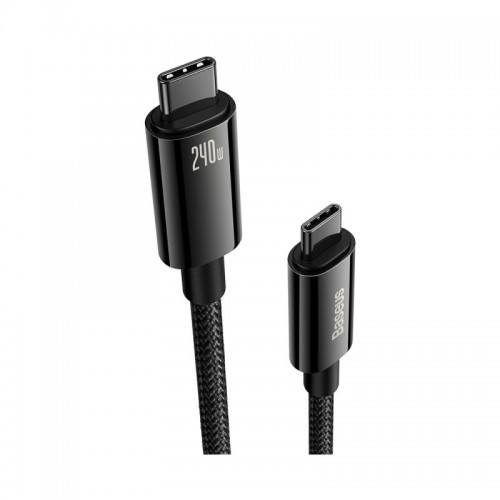 Интерфейсный кабель Baseus Tungsten Gold Air Fast Charging Data Cable USB-C to USB-C 240W 1.2m Black