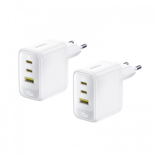 Адаптер питания Baseus EnerFill FE22 Fast Charger 2C+U 70W EU Moon White