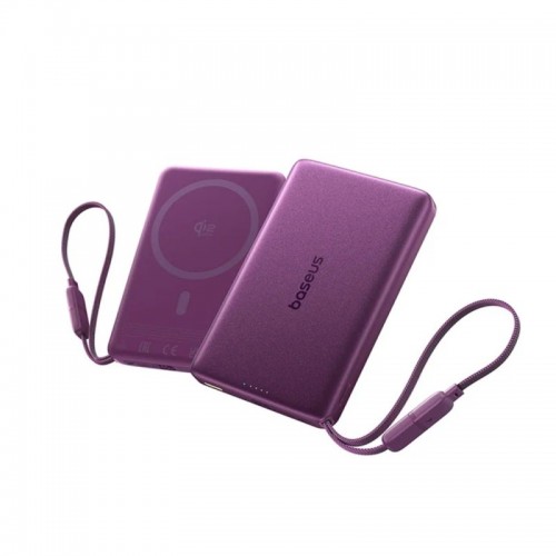 Портативный внешний аккумулятор Baseus PicoGo AM52 Qi2.2 10000mAh 45W Built-in Cable Dark Cherry